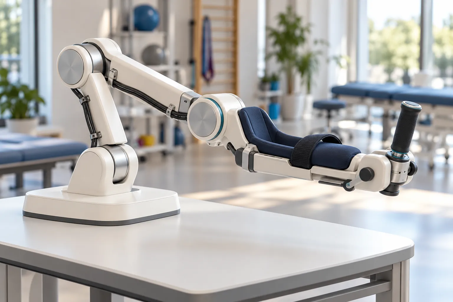 Robotic arm rehabilitation unit with a padded forearm support
